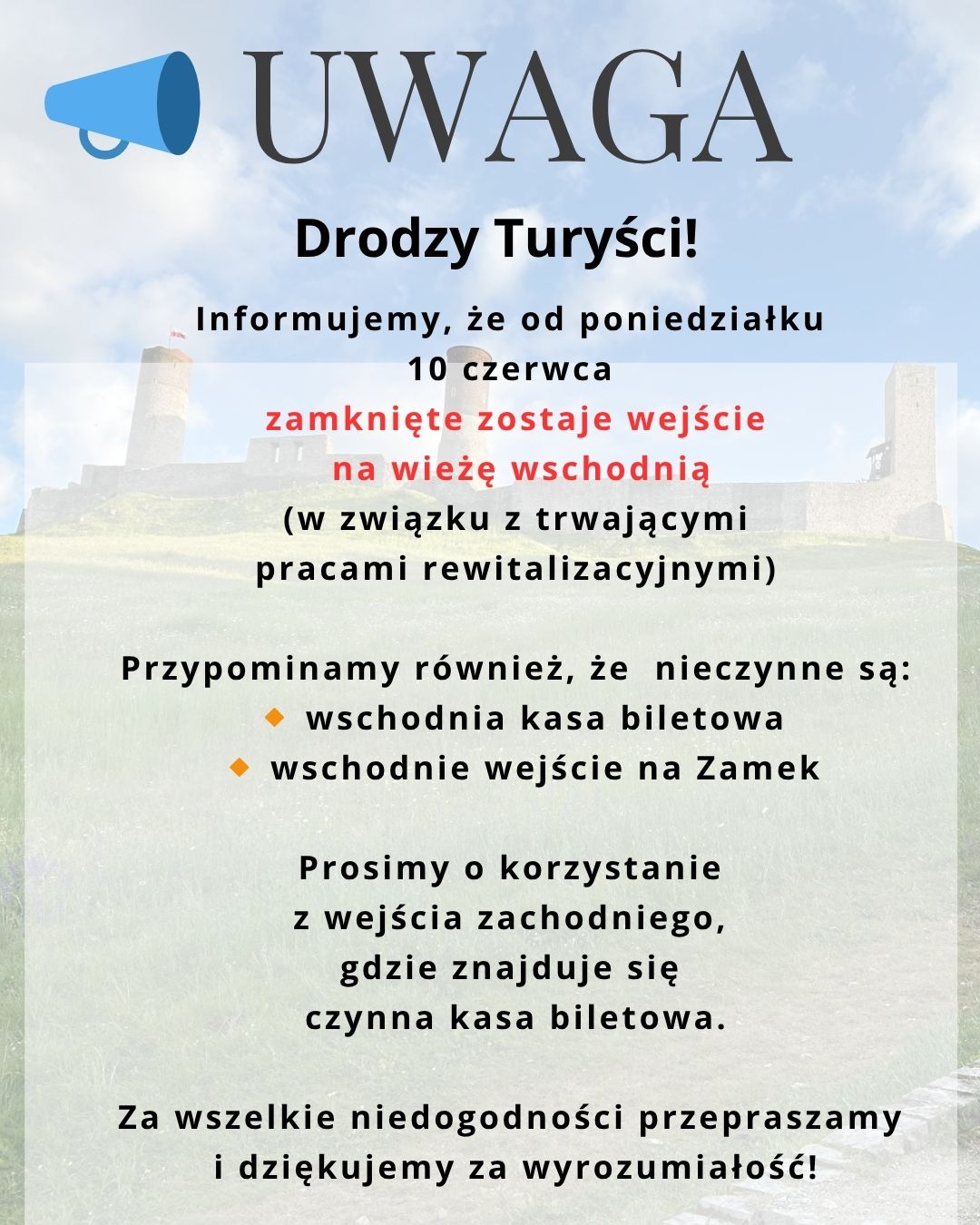 Uwaga - Drodzy Turyści !
