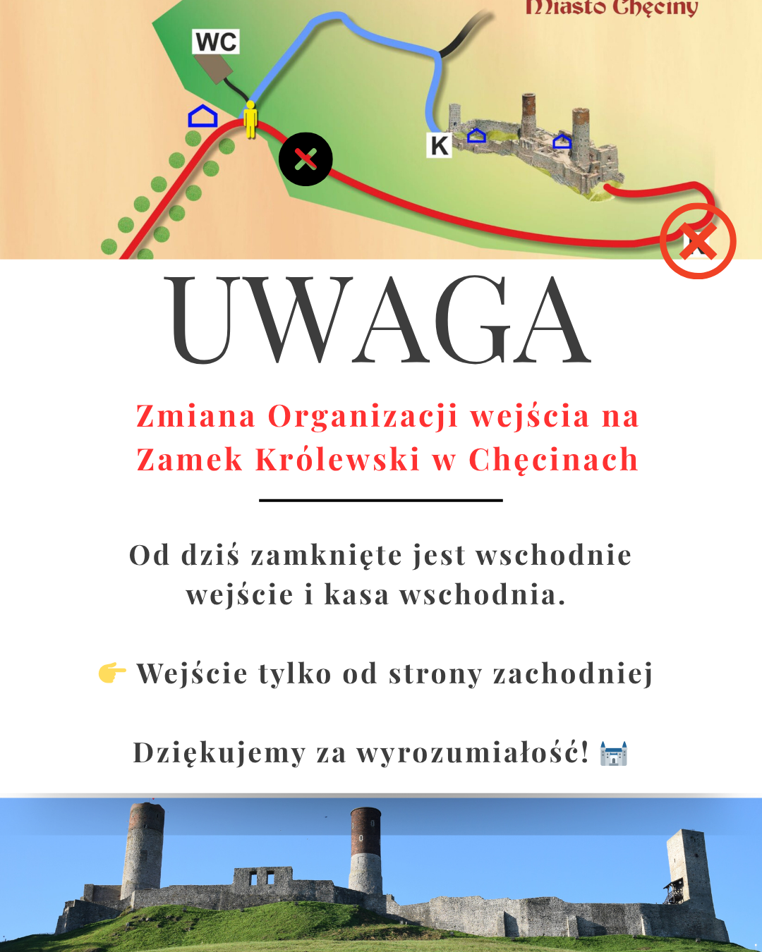 Zmiana organizacji wejścia na Zamek Królewski w Chęcinach