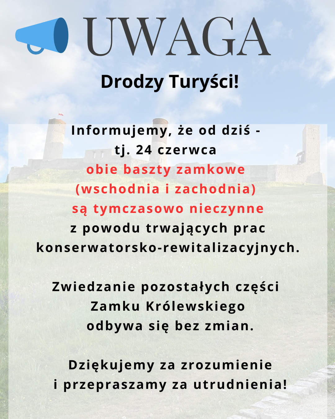 Ważna informacja dla zwiedzających 