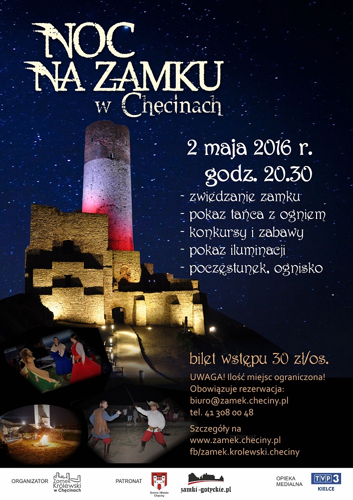plakat noc na zamku checiny maj2016