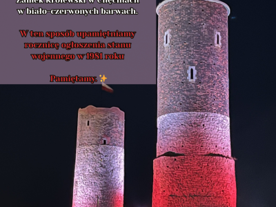 13.12.2025 Zamek Królewski w Chęcinach  w biało-czerwonych barwach